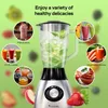 A TurboTronic stand mixer is shown with various healthy food and drink options surrounding it, illustrating its versatility. Produktbild-Vorschau