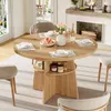 (Natural) Ausziehbarer Esstisch 110–150 cm, runder Produktbild-Vorschau 2