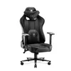 A black gaming chair with a skull logo on the headrest and lumbar pillow. Podgląd zdjęcia produktu