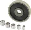 A diamond grinding wheel and several metal bushings are displayed against a white background. Náhled obrázku produktu