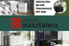 A collage of furniture images, including a bedroom nightstand, a dresser, and a TV stand, with marketing text and a company logo. Produktbild-Vorschau