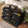 Comodino ProximaX nero con 6 cassetti, effetto rattan, Anteprima dell’immagine prodotto 2
