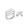 A line drawing of a set of cat litter trays and a scoop. Náhľad obrázku produktu