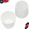 Two white plastic plant pots are shown against a white background with a repeating pattern. Produktbild-Vorschau