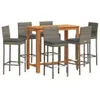 7-tlg. Gartenbar-Set Grau Massivholz Akazie und Poly Rattan Produktbild-Vorschau 1