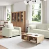 vidaXL 3-tlg. Sofagarnitur mit Kissen Creme Samt Produktbild-Vorschau 3