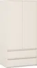 A front view of a white wardrobe with two doors and two drawers. Produktbild-Vorschau