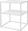 A white, two-tiered side table with a metal frame, shown against a white background. Podgląd zdjęcia produktu