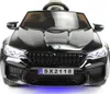 Front view of a black BMW M5 children's electric car. Produktbild-Vorschau