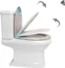 A white toilet with the lid and seat open, showing a decorative sand beach pattern. Produktbild-Vorschau