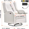 A white recliner chair with dimensions indicated by orange lines and text. Podgląd zdjęcia produktu