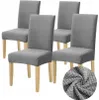 4 Stück Stuhlhussen - Grau Jacquard - Universeller Produktbild-Vorschau 1