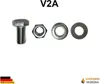 A bolt, nut, and two washers are displayed on a white background. Produktbild-Vorschau