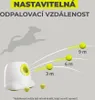 A dog toy ball launcher with balls being launched at different distances. Voir les images du produit