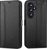 A black flip case for a Samsung Galaxy A26 5G phone is shown from the front and back. Produktbild-Vorschau