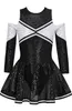 Mädchen Cheerleader Kostüm – Größe 128 cm | Glitzerndes Produktbild-Vorschau 6