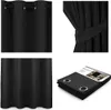 A collage of four images showing a black blackout curtain. Produktbild-Vorschau