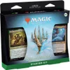 A product box for a Magic: The Gathering starter kit, featuring artwork and card previews. Produktbild-Vorschau