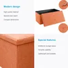 Collage showcasing a storage ottoman with text describing its modern design and special features. Anteprima dell’immagine prodotto