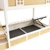 Interior view of a bunk bed with the storage compartment open, showing the lift mechanism and drawers below. Náhled obrázku produktu
