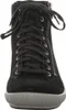A close-up front view of a black high-top sneaker with gray soles. Anteprima dell’immagine prodotto