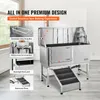 A professional dog grooming tub with various features highlighted by callouts. Anteprima dell’immagine prodotto
