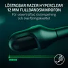 Close-up of a gaming headset microphone with marketing text and graphics. Produktbild-Vorschau