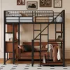 Hochbett, 140x200 cm, Metallbett mit Lattenrost, Regal, Produktbild-Vorschau 2