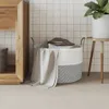 Aufbewahrungskorb Grau und Weiß Ø51x33 cm Baumwolle Produktbild-Vorschau 3