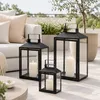 3er Gartenlaternen Laternen Metall Windlicht Schwarz Produktbild-Vorschau 1