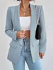 ASKSA Blazer Femme Revers Unicolore Cardigan Casual Manches Voir les images du produit 2