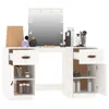 The Living Store Schminktisch-Set mit LED Weiß Massivholz Produktbild-Vorschau 4