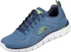 A blue Skechers sneaker is shown against a white background. Voir les images du produit