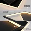 Close-up views of a modern black ceiling lamp with integrated LED lighting, highlighting its materials and lighting effects. Náhľad obrázku produktu