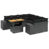 vidaXL 9-tlg. Garten-Sofagarnitur mit Kissen Schwarz Poly Produktbild-Vorschau 1