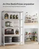 A collage of images showing a multi-shelf storage unit with various items, including tools, tires, and decorative items, in different settings. Produktbild-Vorschau