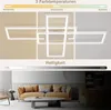 A collage showing a modern LED ceiling light in different color temperatures and brightness levels, followed by a lifestyle shot of the light illuminating a living room. Anteprima dell’immagine prodotto