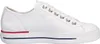 A side view of a white leather sneaker with red and blue accents on the sole. Produktbild-Vorschau