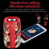 A red and camouflage patterned Bluetooth speaker is shown next to a smartphone displaying a call screen. Two lipstick tubes are also visible in the background. Produktbild-Vorschau
