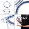 Collage of images showing a glass food storage container with a blue lid. Produktbild-Vorschau