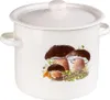 A white enamel pot with a lid, decorated with a mushroom motif. Podgląd zdjęcia produktu