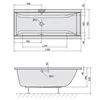 Technical drawing of a bathtub with dimensions. Anteprima dell’immagine prodotto