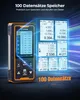 A laser distance meter is shown with multiple screens displaying measurement data, suggesting its data storage capabilities. Anteprima dell’immagine prodotto