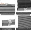 Collage of four images showing details of a pleated blind. Produktbild-Vorschau