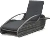 A gray wicker lounger with dark gray cushions, shown against a white background. Produktbild-Vorschau