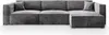 A gray sectional sofa is shown from the front on a white background. Produktbild-Vorschau