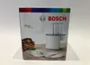 The image shows the packaging of a Bosch food processor accessory, specifically the Durchlaufschnitzler, with a depiction of the product and some vegetables. Produktbild-Vorschau
