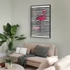 Posterpapier Poster - Black Stripes and Flamingo 40x60 cm Produktbild-Vorschau 2