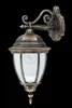 A classic outdoor wall lamp with a gold-colored metal frame and clear glass panels, shown against a black background. Voir les images du produit
