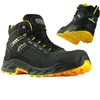 A pair of black and yellow work boots are shown against a white background. One boot is in the foreground, and the other is in the background, angled upwards. Produktbild-Vorschau